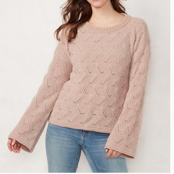 Lauren Conrad Chenille Light Pink Bell Sleeve Sweater - Picture 1 of 8